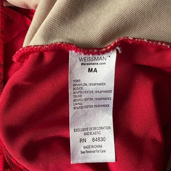 Weissman Dance Leotard Burgundy Red Velvet Black size MA 8/10 medium adult - Picture 3 of 5